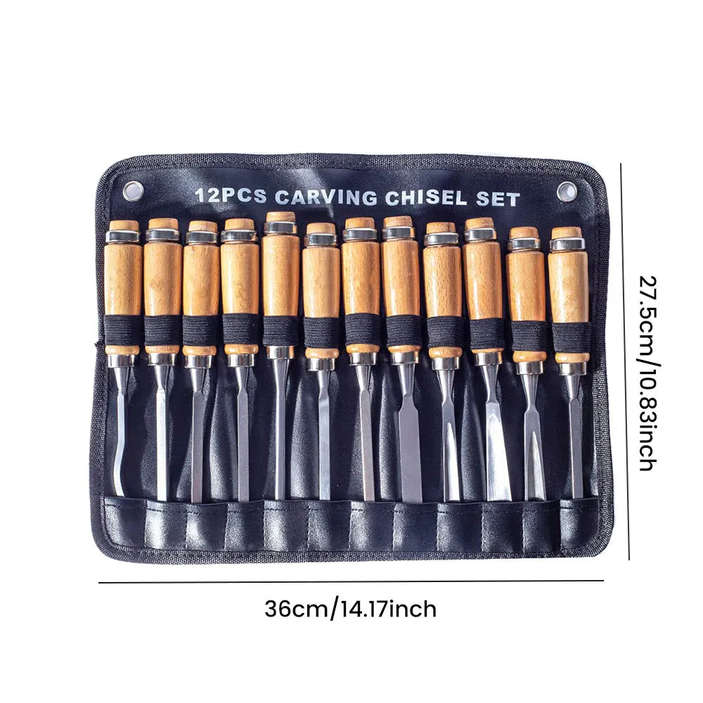 Podofo 12Pcs Wood Carving Hand Chisel Tool Set Woodworking Professional Gouges Consruction An Carpentry Tools
