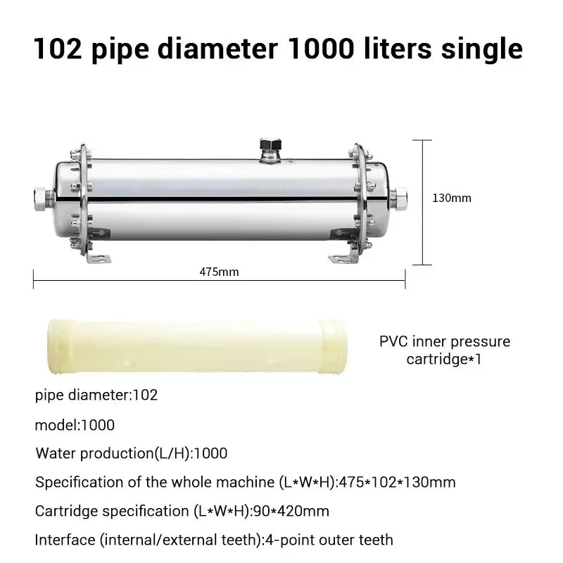 DIVEDEER 304 Stainless Steel Water Purifier PVDF Ultra Filtration Water Purifier Commercial Home Kitchen Direct Drinking Filter.