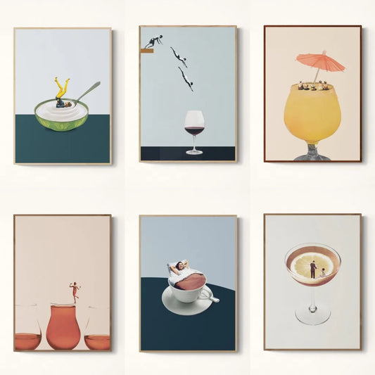 Vintage Abstract Creative Poster Curiosity Funny Whimsy Canvas Prints Premium Collage Wall Art Dorm Living Room Home Decoration.