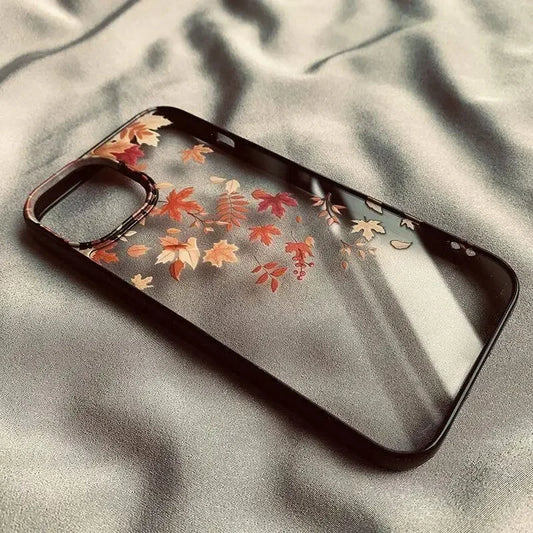 Fashion Yellow Fallen Leaves Phone Case For iPhone 17 16 15 14 13 12 11 Pro Max X XR 7 8 Plus Maple Leaf Hard Clear Shell Cover.
