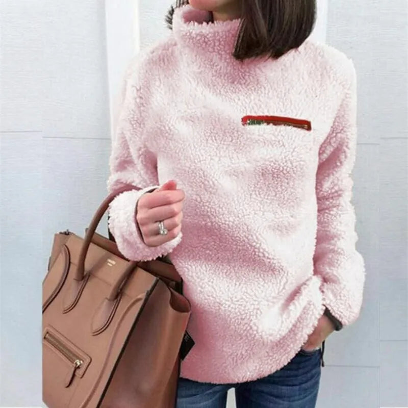 Winter Super Weich und Bequem Einfarbig Rollkragen Pullover frauen Pullover Fashion Zipper Sexy Top Damen Hipster Kleidung