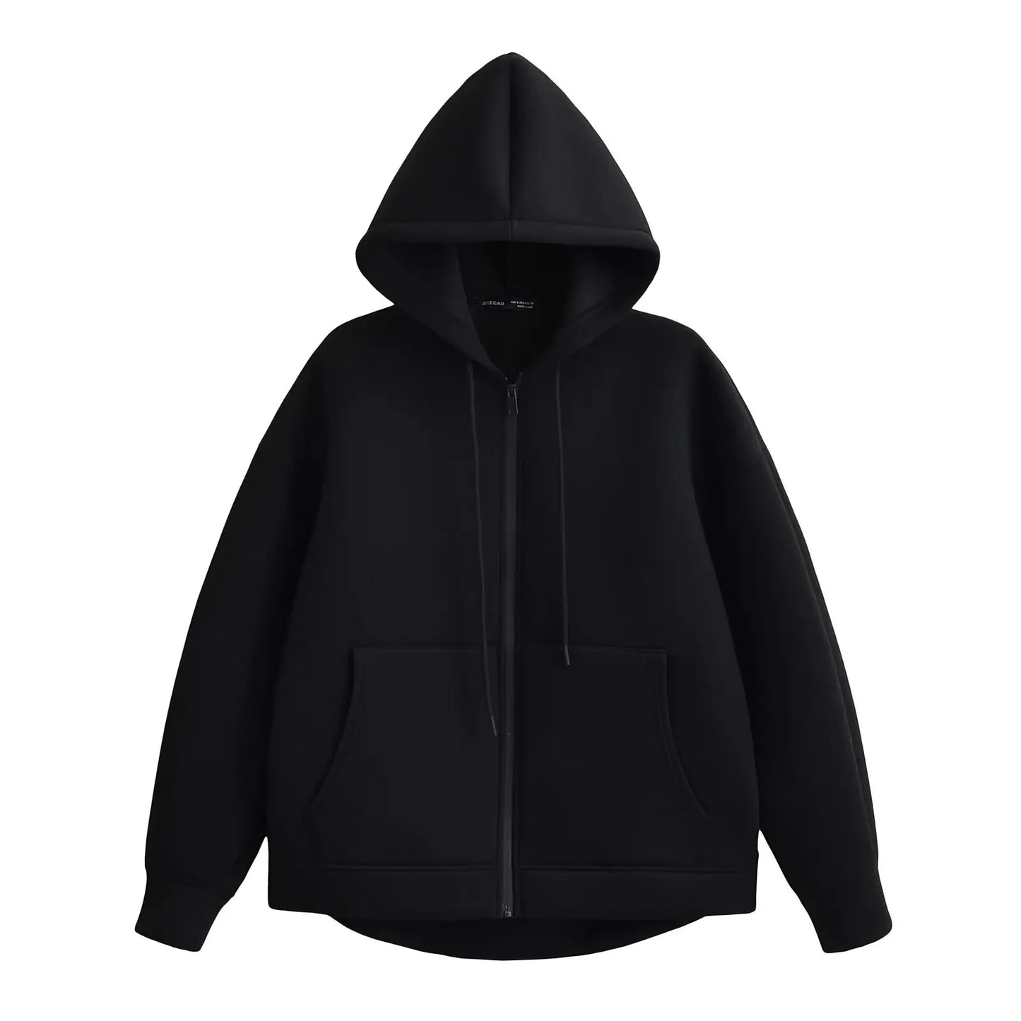 TRAFZA Winter Neue frauen Zipper Hoodie Mantel High Street Doppel Taschen Jacke Oversize Lose Sweatshirts Oberbekleidung Top
