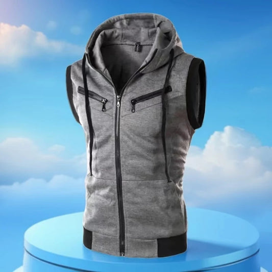 2025 New Fashion Zipper Cardigan Sweater Mens Sleeveless Hooded Vest Jacket Plus Size S-4XL Streetwear Vest Hoodies.