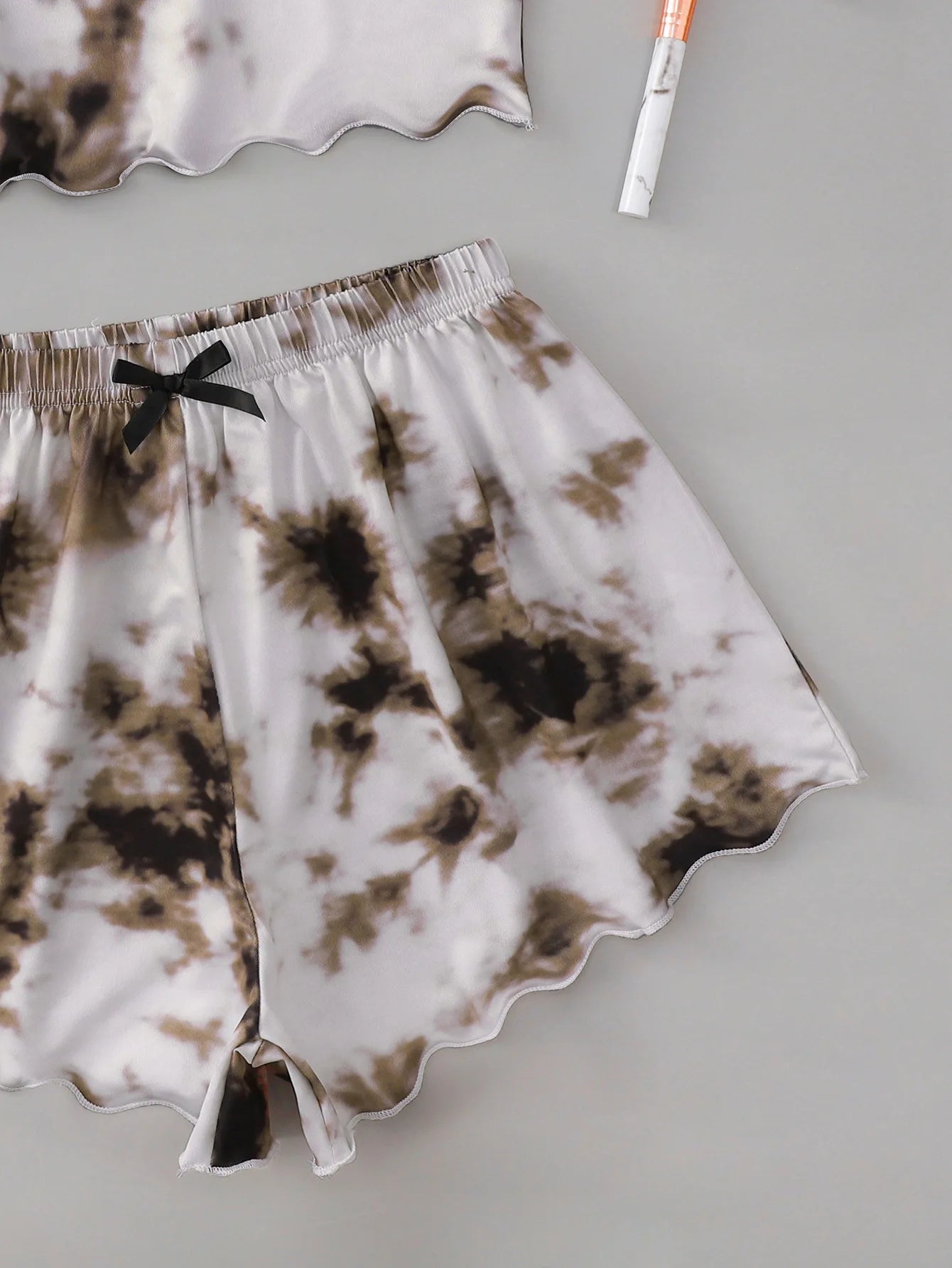 Y2K Tie Dye Dream Grafik-Pyjama-Set für Damen, Cami-Crop-Top und Shorts, zweiteilige Nachtwäsche, Loungewear, sexy Salatbesatz, neu und heiß.