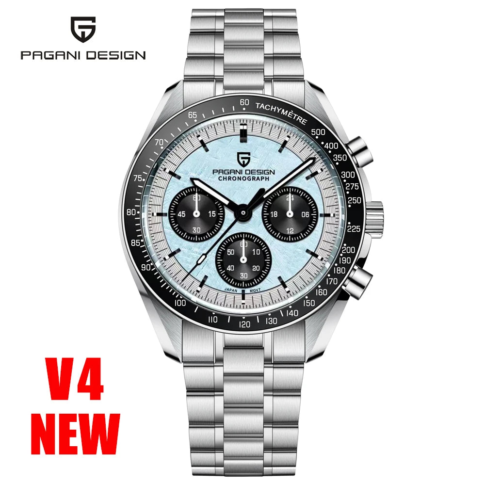 PAGANI DESIGN 2025 New Saturn Men's Watches Top Luxury Quartz Watch Men Light Tan Chronograph AR Sapphire crystal Wristwatch Men