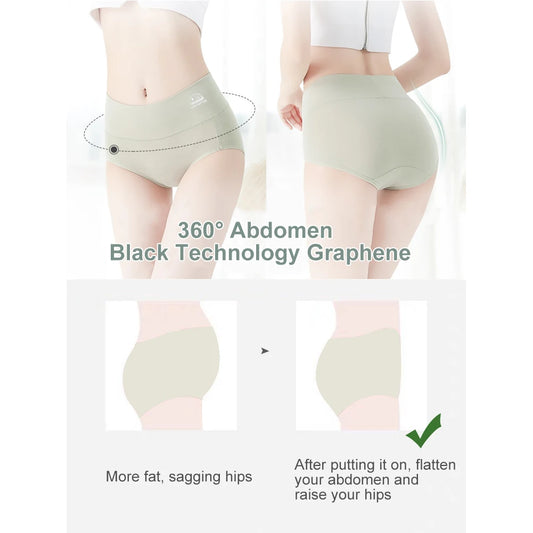 5 Pack Women's Cotton High Waisted Underwear - Tummy Control & Butt Lift, Graphene Antibacterial, Breathable Comfort, No Ride Up.