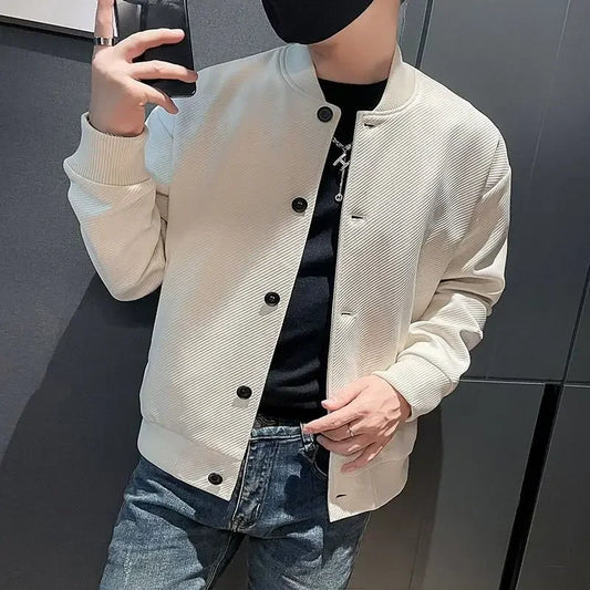 Man Bomber Coat Solid Color Spring Autumn Baseball Jacket for Men Original Brands Trendy Cheap Sale Korean Reviews Many Harajuku.