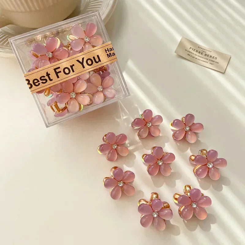 1/10pcs Cute Mini Flower Hairclip Claws Women Girls Colorful Opal Hairpins Sweet Small Headdress Barrettes Accessories.