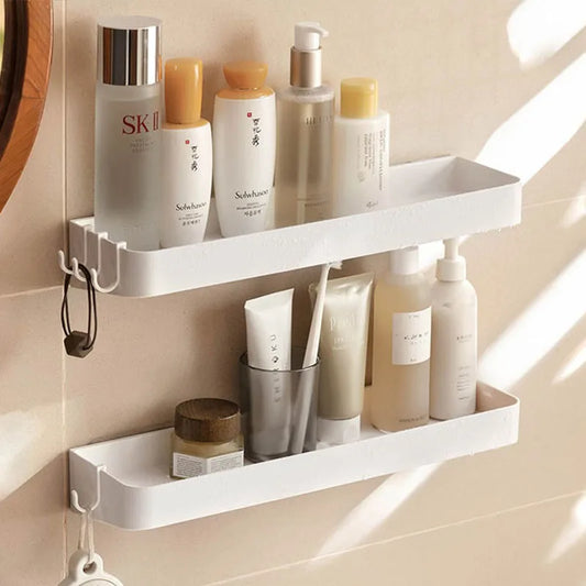 Toilettenkosmetik-Regal, weiß, selbstklebend, für Badezimmer, Körperwäsche, Shampoo, Organisation, Regale, Lagerregale, Aufbewahrung, Stützhalter
