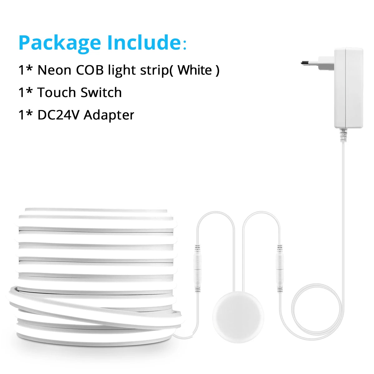 Neon Cob Self-adhesive LED Strip Touch Sensor Light AC110/220V TO DC 24V Silicone Tube Dimmable Neon Tape for Under Cabinet Lamp.