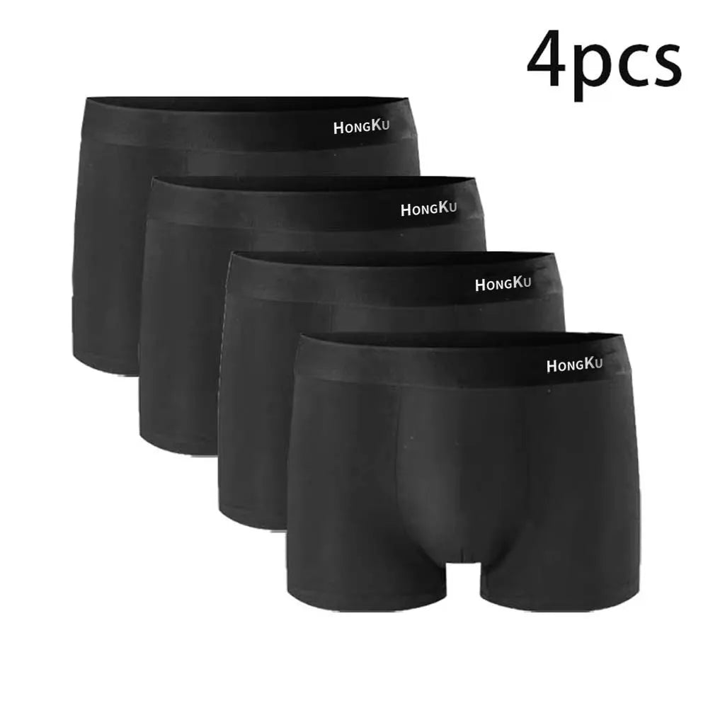 4/6/10 PCS Herren-Unterwäsche, Slips, Herren-Boxershorts, weiche schwarze Boxershorts, Milchseide, große Herren-Höschen, 3D-Beutel-Shorts