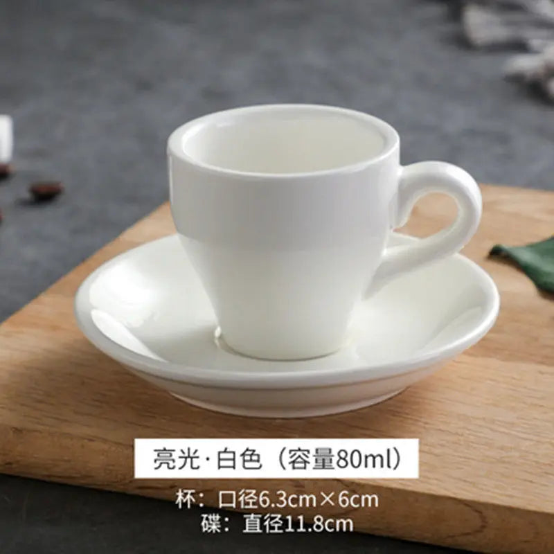 Thickened Ceramic Coffee Cup Set 80ML Italian Espresso Cup Plate Small Cup Colorful with Plate Spoon Drinkware