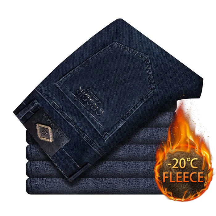 Autumn Winter New High Elasticity Men's Business Jeans Haze Blue Black Gray Denim Trousers Men's Pants Work Clothes Brand