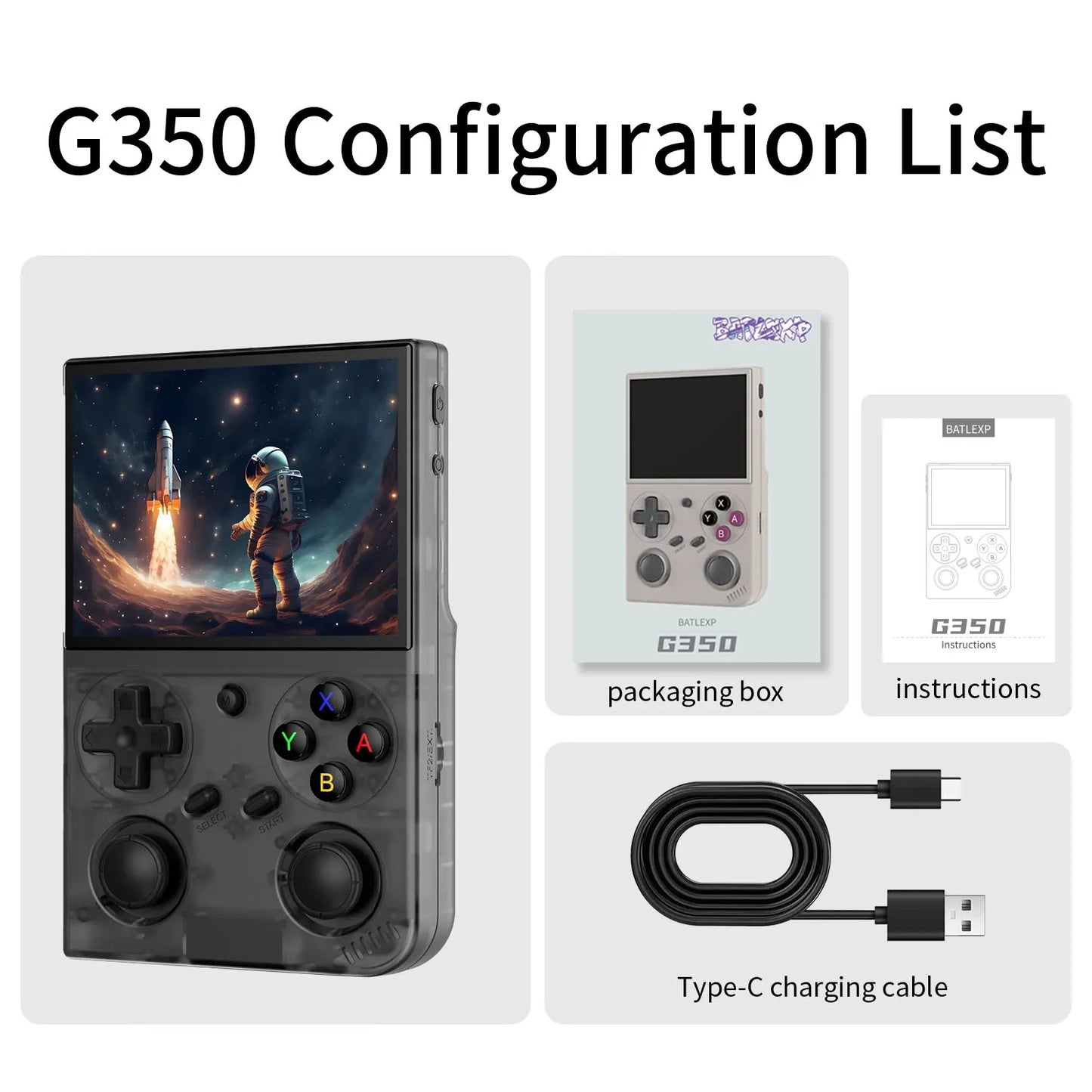 G350 Retro Game Video Player 3.5'' IPS Screen Linux System 3200mAh Dual Joystick 640x480 Portable Handheld Game Console Gift.