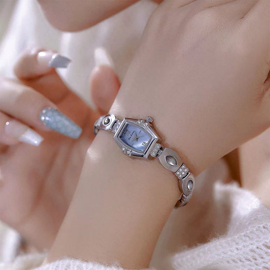 BS New Natural Black Gold Abalone Shell French Vintage Design Watch Woman Elegant Luxury Tonneau Dial Quartz Women's Watches.