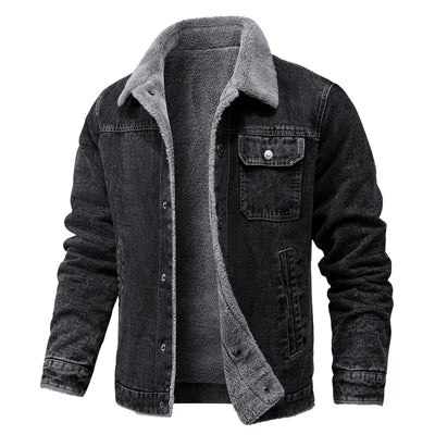 DIMUSI Winter Men's Denim Jackets Man Fleece Warm Windbreaker Jacket Fashion Mens Retro Cotton Military Jean Coats Clothing