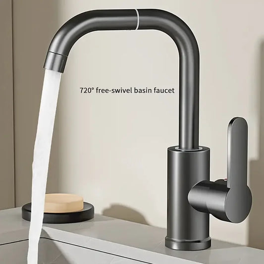 720° Swivel Spout Dual Use Kitchen Bathroom Faucet 360° Swivel Metal Finish Valve Core High Arc Spout Bathroom Accessories