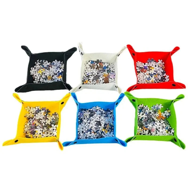 6 Colors Jigsaw Puzzle Disk Set 1000 Pieces Plus Portable Multifunctional Pad Storage Partition Tray for Kids and Adults.