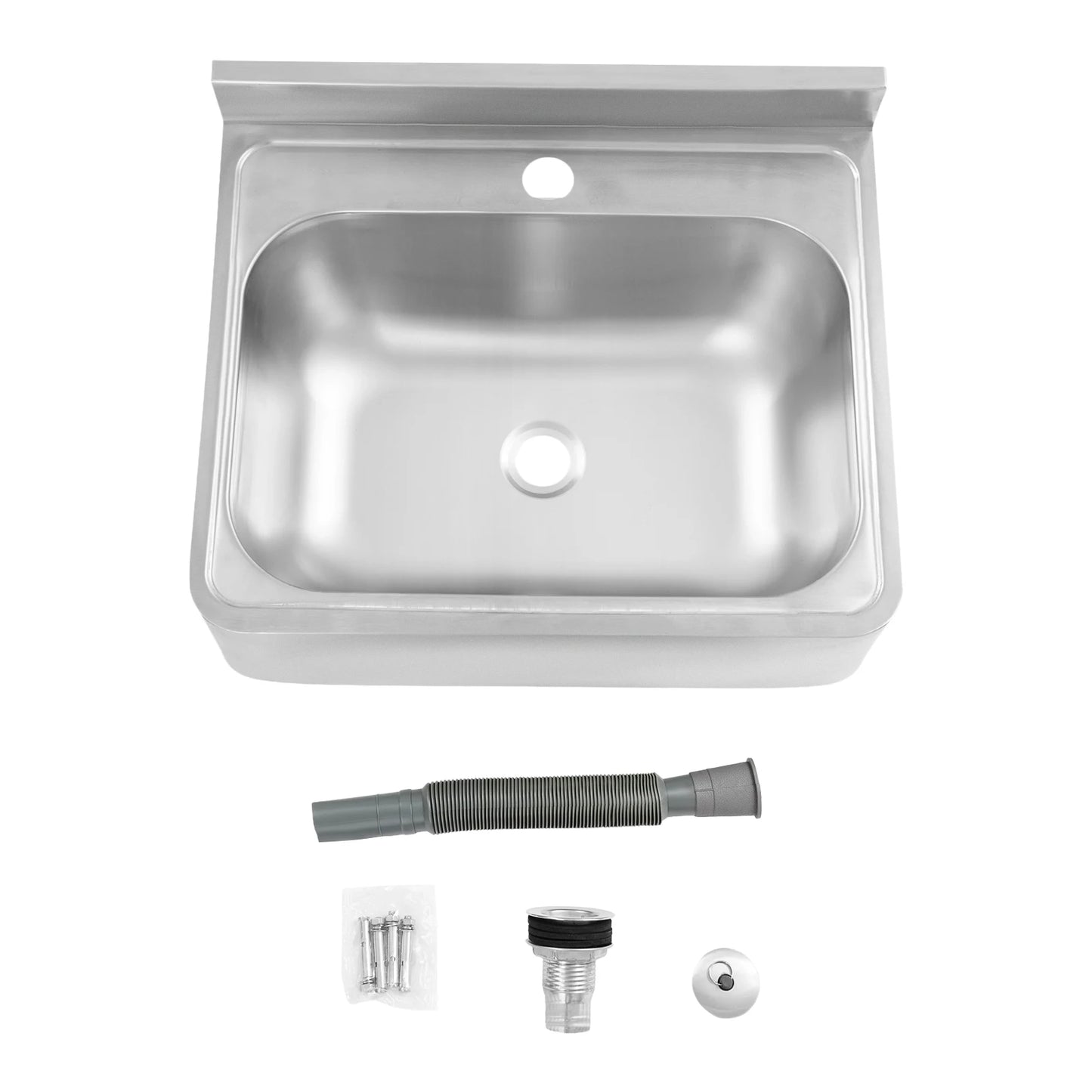 Wandwaschbecken, Waschbecken aus Edelstahl 304, Badezimmerwaschbecken, für Wohnmobile, Bars, Hotels, Cafés, Badezimmer, 43 x 29 x 13 cm (ohne Wasserhahn)