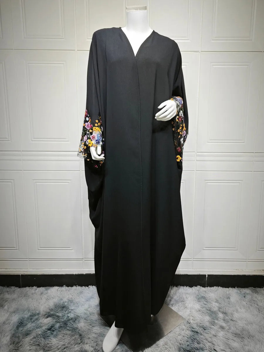 Women Eid Dubai Abaya Luxury Muslim Fashion Kimono Cardigan Sequin embroidery Long Dress Kaftan Robe Kebaya Femme Islam Clothing.