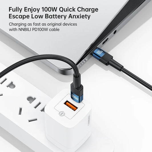 NNBILI 5A 100W Type C To Type C Cable PD Fast Charging Cord Cable 1M/2M For iPhone 15 16 Pro Max Macbook Samsung Xiaomi Hwawei.