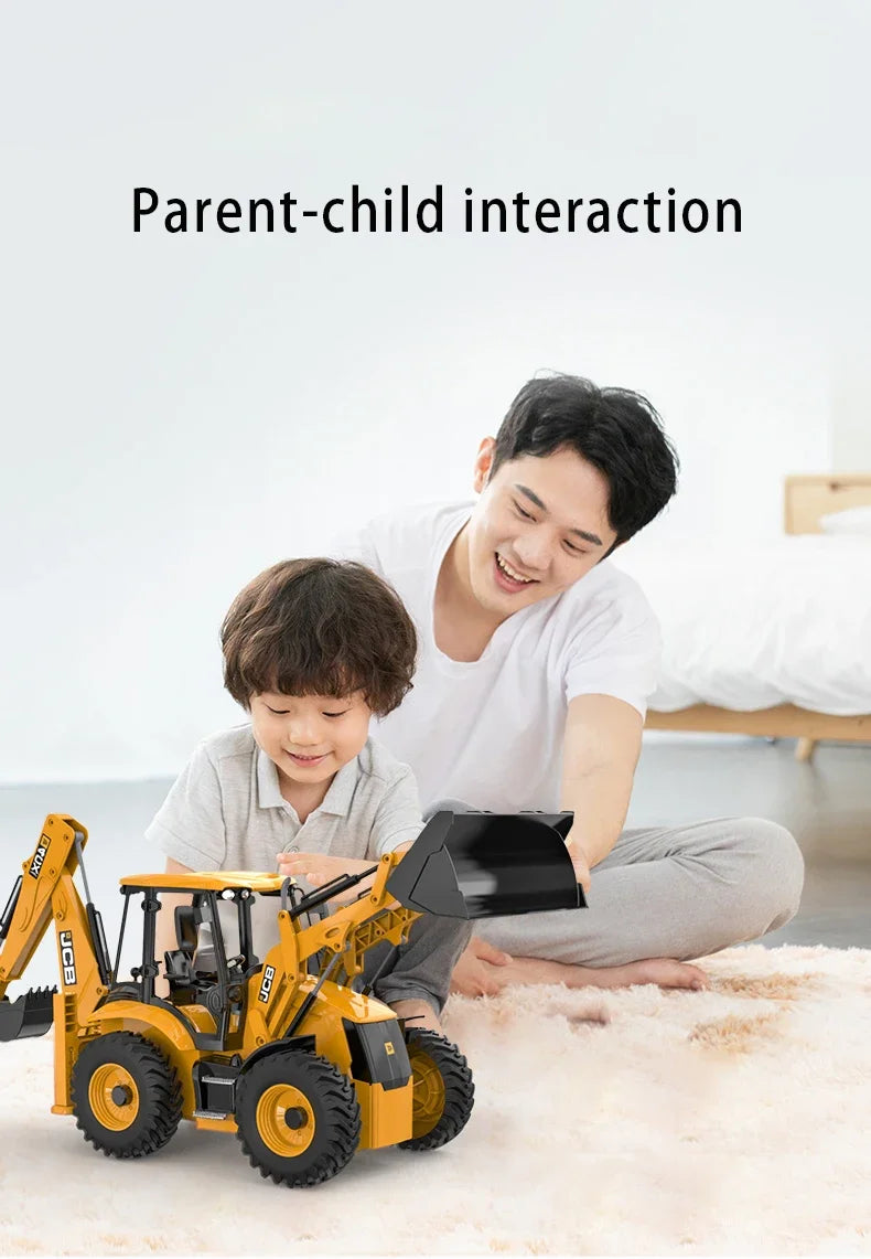 Double E E589 RC Excavator 1/20 2.4G 11CH Remote Control Cars Trucks Backhoe Loader Light Sound Construction Truck JCB Model