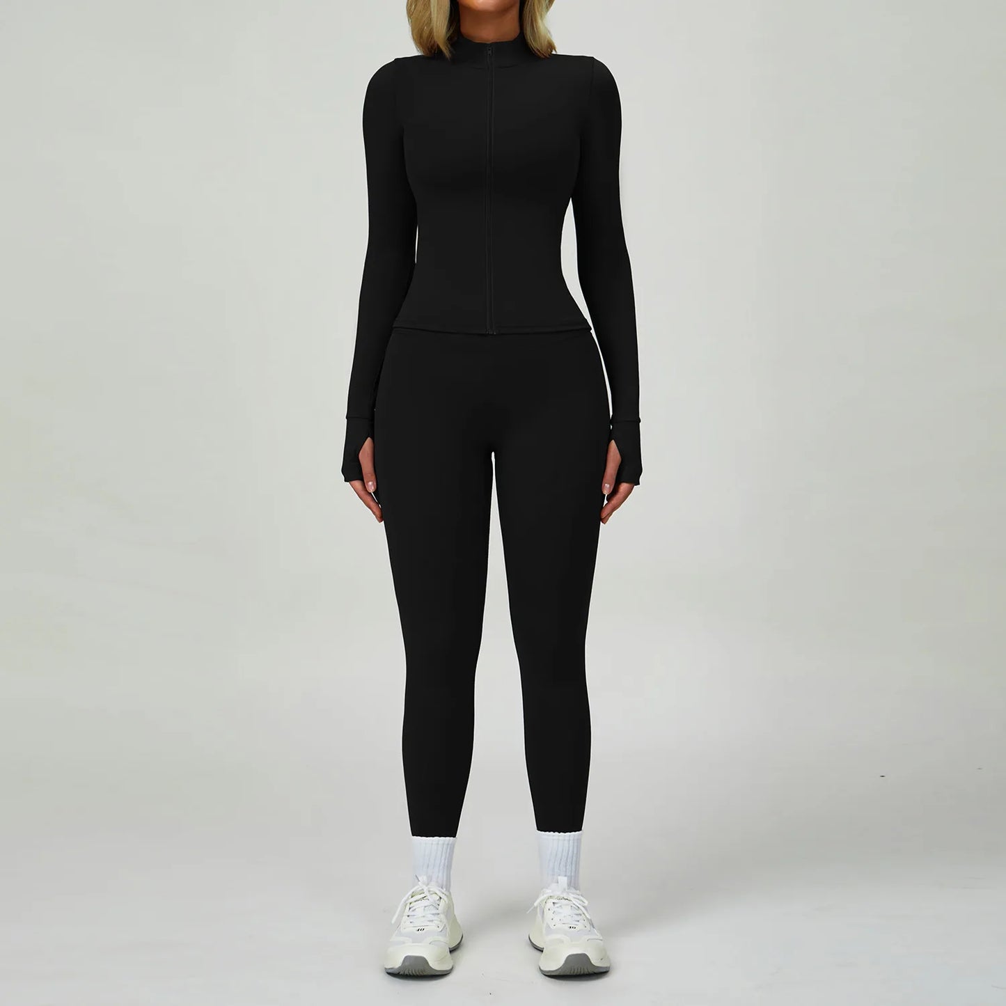 Hearuisavy 2Pcs Long-Sleeved Set Women Casual Outdoor Running Jackest Suit Yoga Clothing Quick Drying Push Up Fitness Sportswear