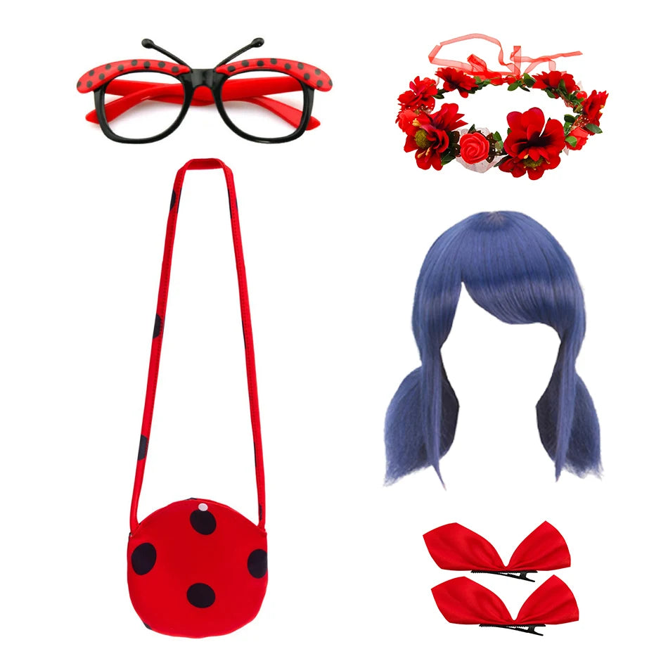 Mädchen Little Beetle Flying Sleeve Cosplay Prinzessin Kleid Geburtstag Halloween Party Kleidung Kinder Marinette Performance Kostüme