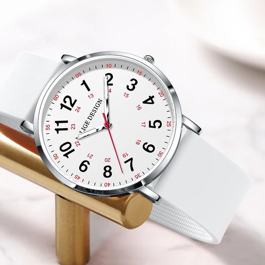 LIGE Fashion Elegant Watches for Woman Ladies Candy Color Silicone Casual Luminous Waterproof Dress Quartz Women's Wristwatches.