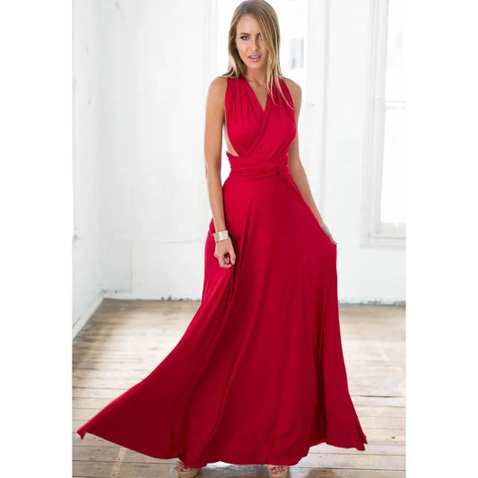 Sexy Frauen Multi way Wrap Cabrio Boho Maxi Club rotes Kleid Verband langes Kleid Party Brautjungfern Unendlichkeit Robe Longue Femme.