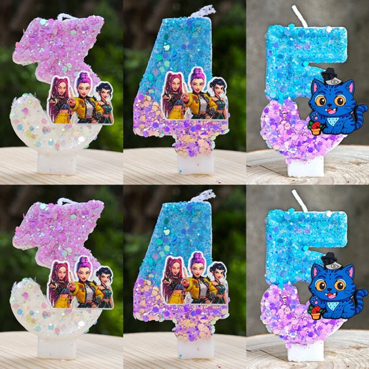 Anime Kpop Dämon Jäger Thema Kerze 3D Nummer 0-9 Kinder Geburtstag Kuchen Dekoration Baby Shower Party Zubehör geschenke.