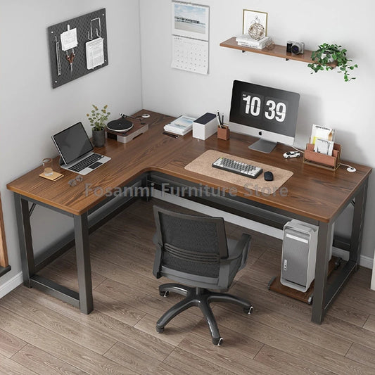 L-förmiger Eck-Gamer-Schreibtisch für das Heimbüro, breiter großer Computertisch mit Kabelloch, moderner schwarzer Gaming-Studien-Arbeitstisch