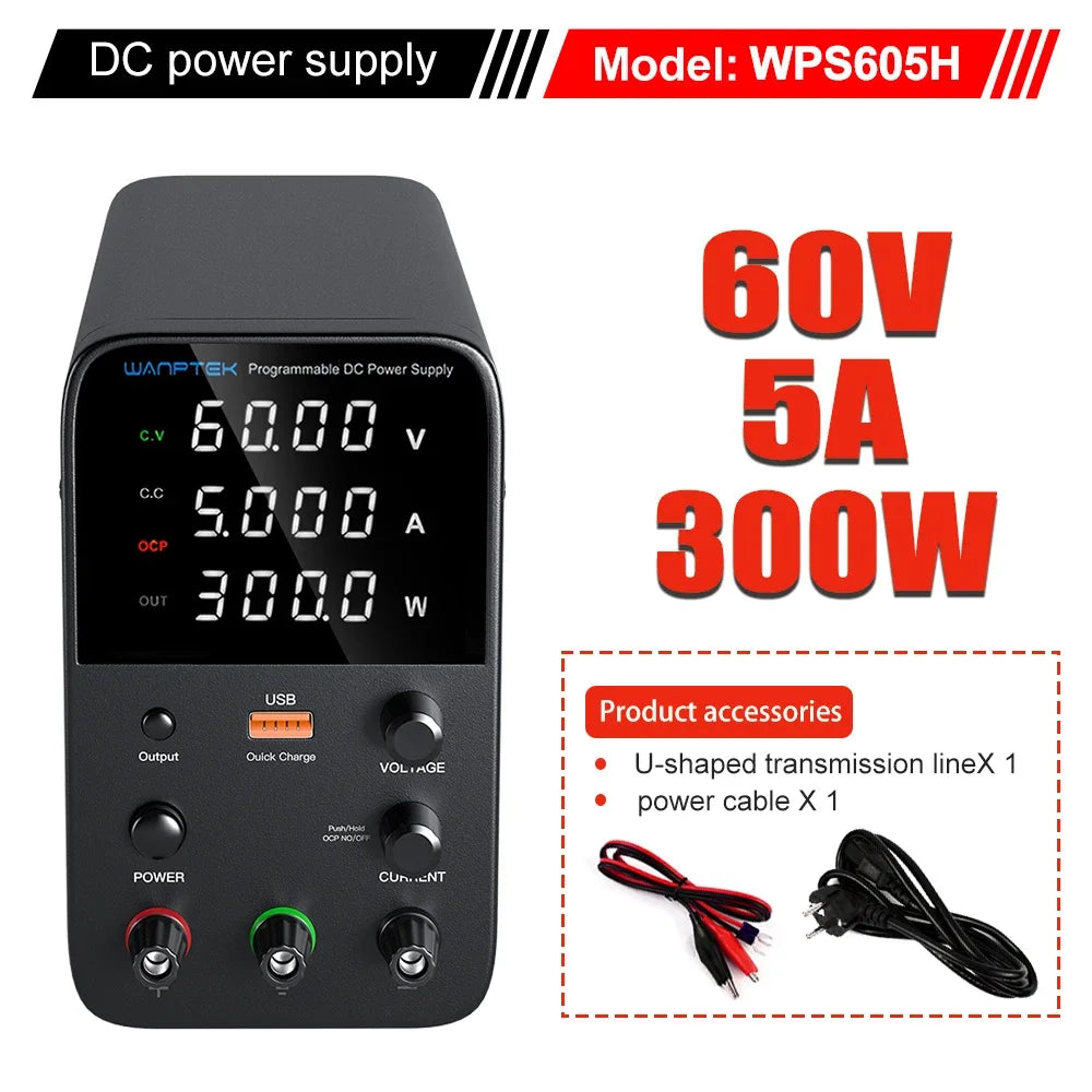 Wanptek Laboratory Power Supply 30V 5A / 30V 10A With OCP Short-Circuit Protection AC 220V/110V Auto Switching Preset Current.