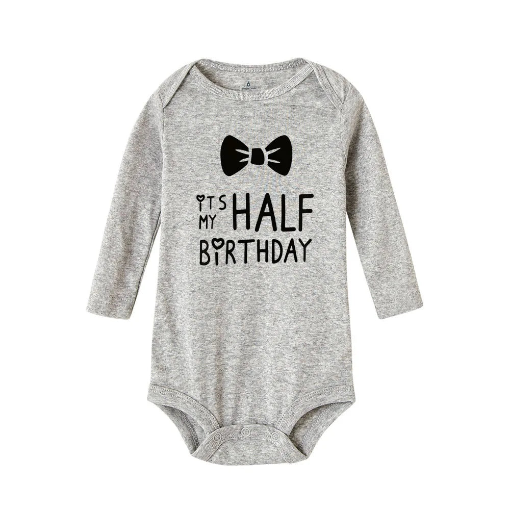 Baby Body Es Ist Mein Halb Geburtstag Briefe Drucken Weiß Kind 1/2 Geburtstag Party Outfit Kleidung Baby Infant Dusche Tragen geschenke