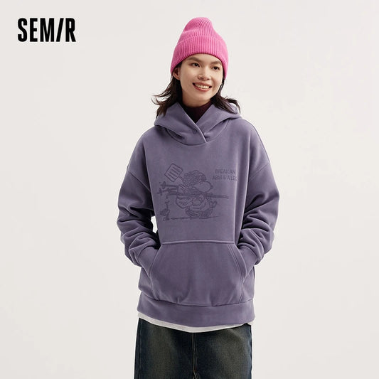 Semir Sweater Women Mid-Length Patterned 2024 New Oversize Warm Versatile Soft Winter Clothing.