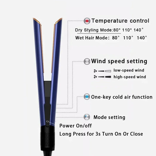 2-in-1 Hair Straightener and Dryer Combo - Negative Ion Heating Flat Iron for Quick, Long - Lasting Hair Styling at Home,salon.