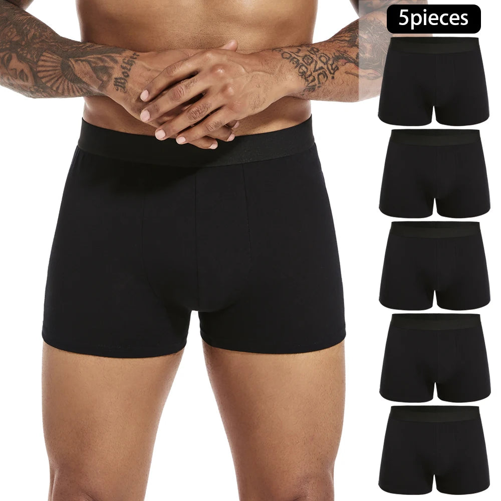 5 stück Pack Schwarz Gold Luxus Marke Baumwolle Boxer Shorts Männer Unterwäsche Weiche Männliche Unterhose für Männer Briefs Boxershorts Sport So