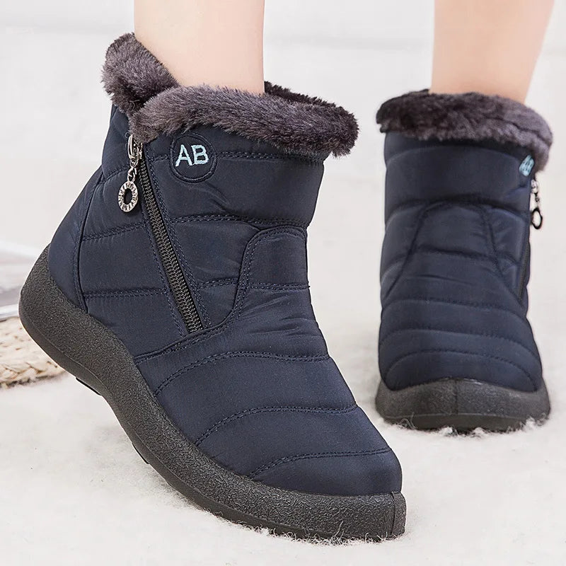 Boots Women's Ankle Boots With Fur Waterproof Snow Botas Mujer Elegant Winter Shoes For Woman Winter Boots Casual Black Footwear