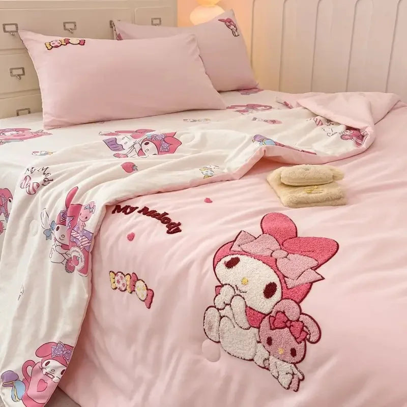 New Kawaii Hello Kitty Sanrio AnimeKuromi Winter Thickened Single both bed Plush Soft Quilt Cute Cartoon Cinnamoroll Warn.