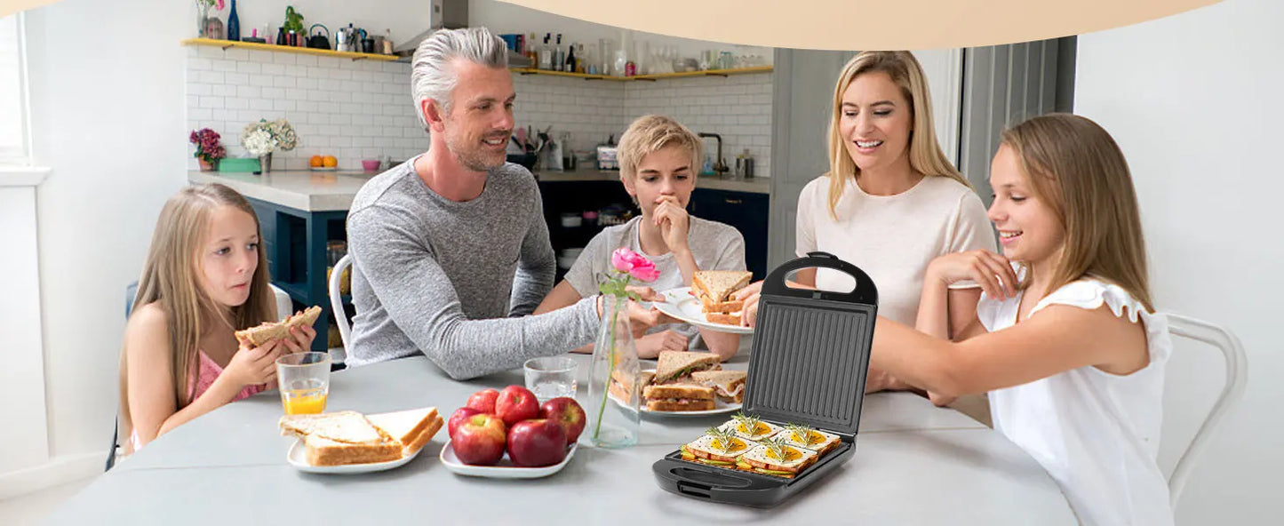 TAYLOR SWODEN 3-in-1 sandwich maker, waffle iron, baking tray, 1200 W, for 4 sandwiches, removable non-stick tray, 180° rotation.