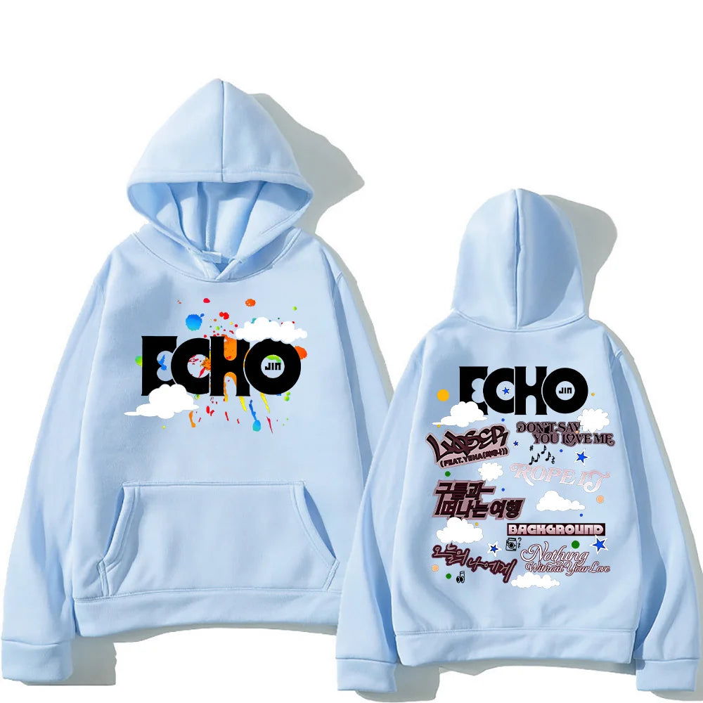 Jin Echo Hoodies Unisex Autumn Winter Casual Vintage Streetwear Sweatshirts Fashion Women New Album Tour Pullover Jin Fans Gifts.