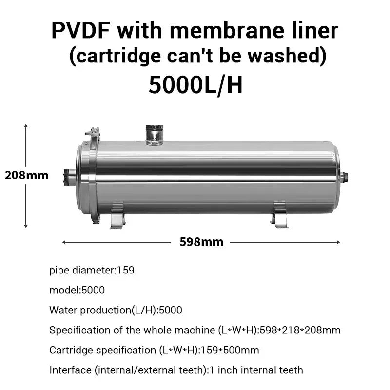 DIVEDEER Water Purifier Filtration Purification Soften Ultration Water Filter 0.01um SUS304 Whole House Water Purifier PVDF.
