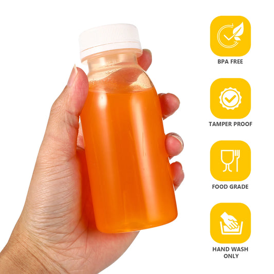 10pcs 200/250/300/350ml Plastic Juice Bottle Transparent Water Bottle PET Milk Beverage Bottle With Lid Camping Hiking Drinkware.