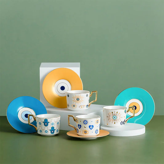 Blue Eye Ceramic Coffee cup European Fashion Coffee cup Dish Set Home Afternoon Tea Tea Cup tea cups and saucer sets coffee cup.