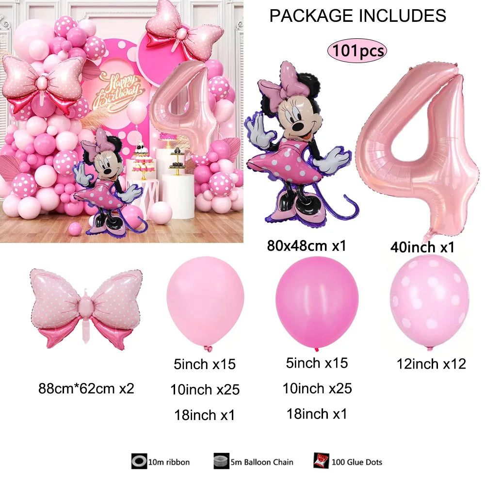 1Set Cartoon Minnie Maus Rosa Anzahl Ballons Girlande Bogen Kit Set Mädchen Prinzessin Geburtstag Party Baby Dusche Dekoration Geschenke.