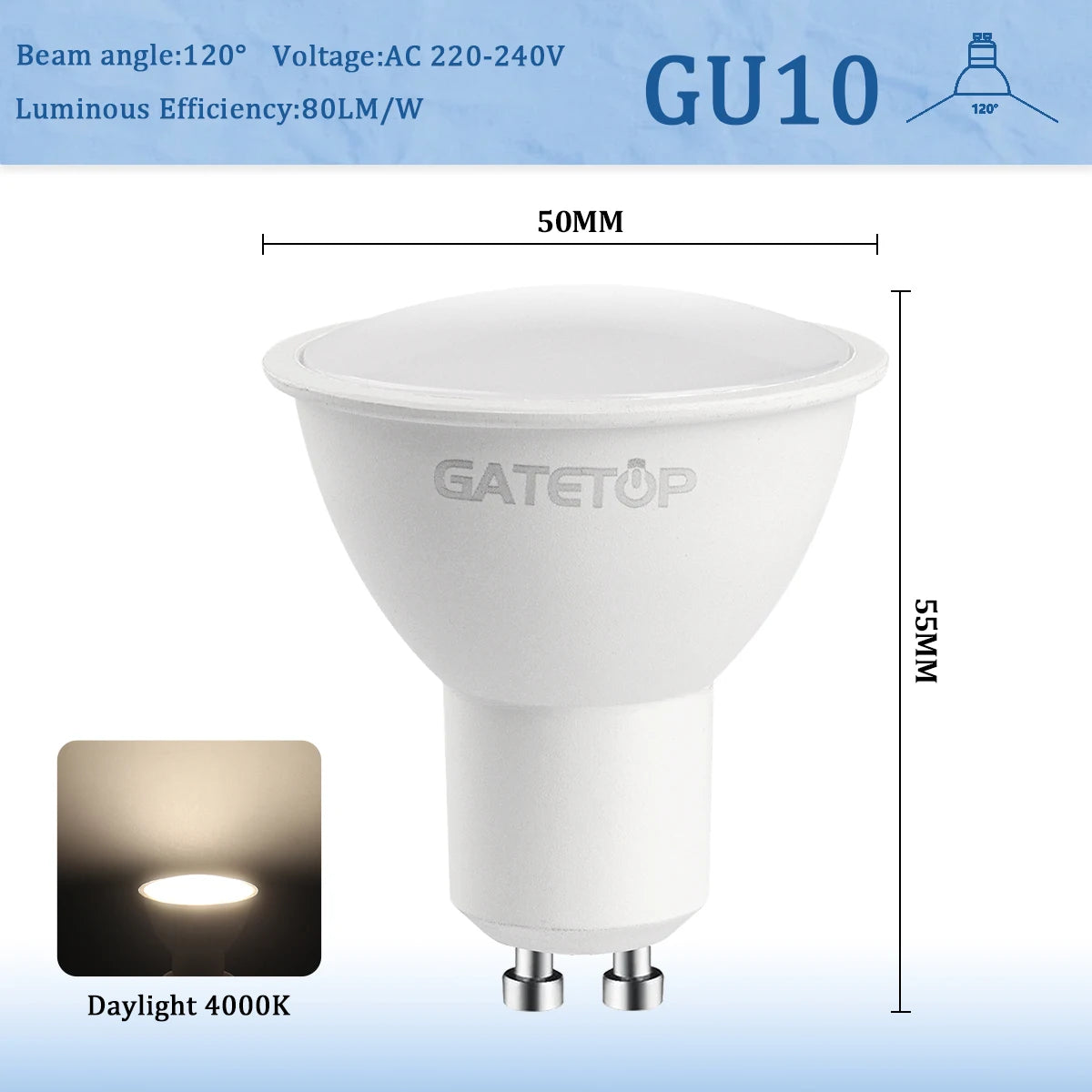 4–20 Stück GU10 LED-Strahlerlampe, dimmbar, warm, kalt, weißes Licht, 120 ° 38 ° 3000K 4000K 6000K für das Home-Schlafzimmer derec Einbauleuchte