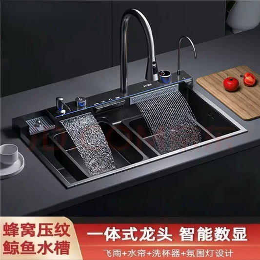 Whale Flying Rain Ultra Thick Kitchen Honeycomb Sink Stainless Steel Single Slot