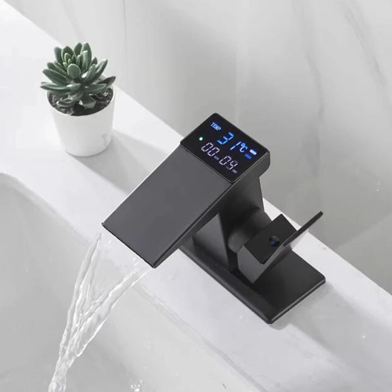 Smart Bathroom Basin Faucet Hot Cold Water Mixer Deck Mount Bathroom Sink Faucet