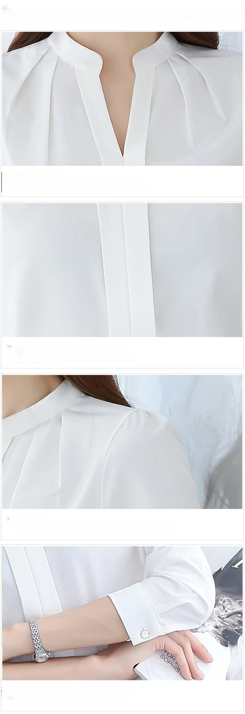 Chiffon Blouse Women Korean Fashion Women Clothing White Shirt Long Sleeve Blouses V-neck Womens Tops Basic Shirts and Blouses