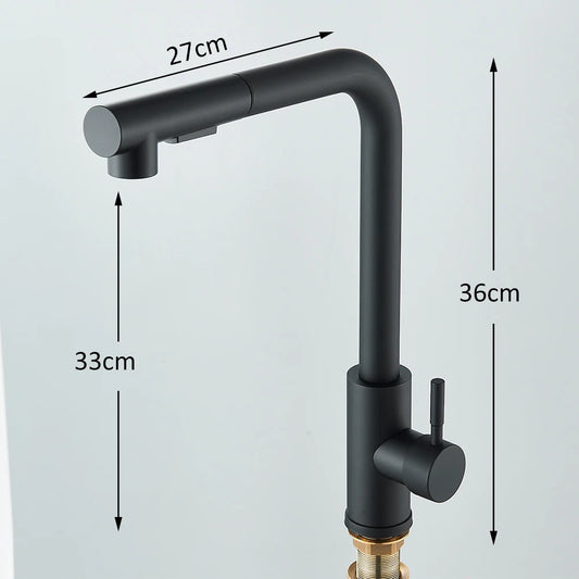 Black Pull Out Kitchen Sink Faucet Two Model Stream Sprayer Nozzle Stainless Steel Hot Cold Wate Mixer Tap Deck